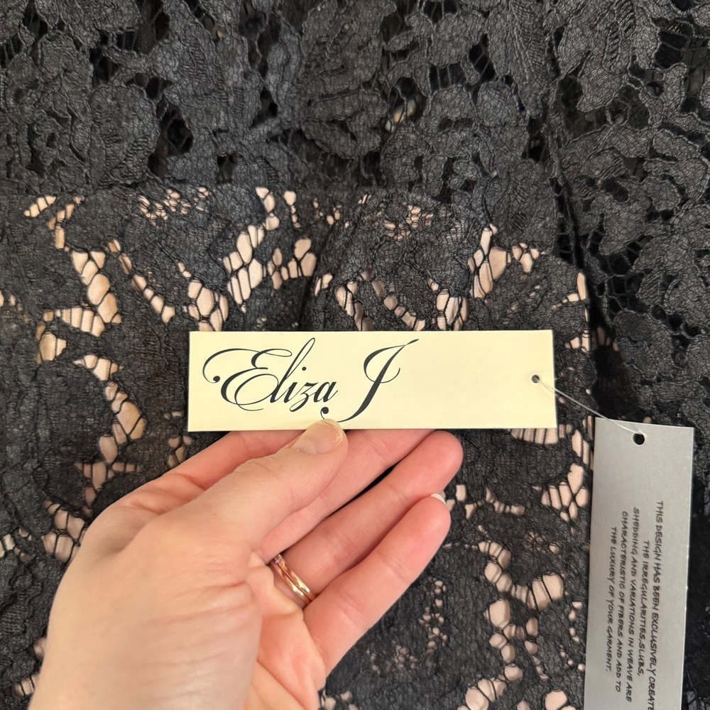 NWT Eliza J Charcoal Gray Lace Fit & Flare Dress Size 6 Sold at Nordstrom - Picture 5 of 16